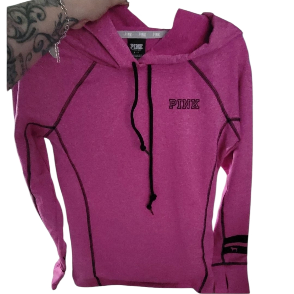 PINK Victoria's Secret Sz Sm Women's Pink Hoodie With Thumb Holes